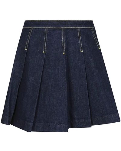 KENZO Solid fit&flare mini skirt - Blu