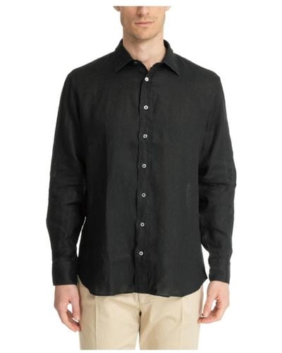 Lardini Einfarbiges hemd mit knopfverschluss - Schwarz