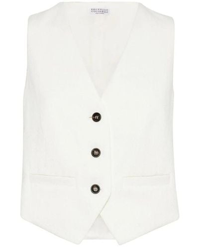 Brunello Cucinelli Cotton And Linen Vest - White