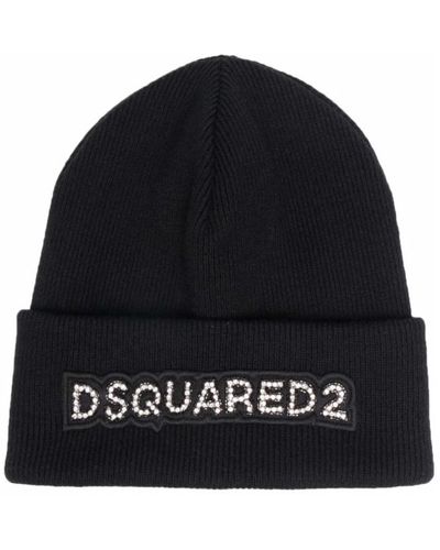 DSquared² Gestrickte mütze für männer - Schwarz