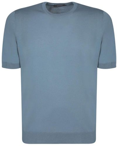 Tagliatore Blaues baumwoll-rundhals-t-shirt regular fit