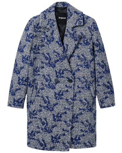 Desigual Double-Breasted Coats - Blue