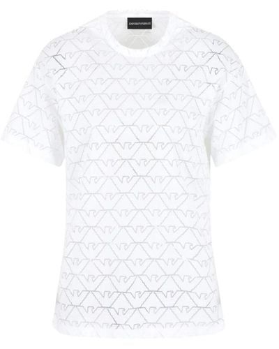 Emporio Armani Weiße t-shirts und polos mit devoré-effekt