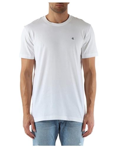 Calvin Klein Baumwoll-t-shirt mit frontlogo-patch - Weiß