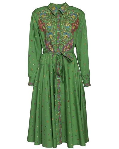 KENZO Paisley Flower Shirt Dress - Green
