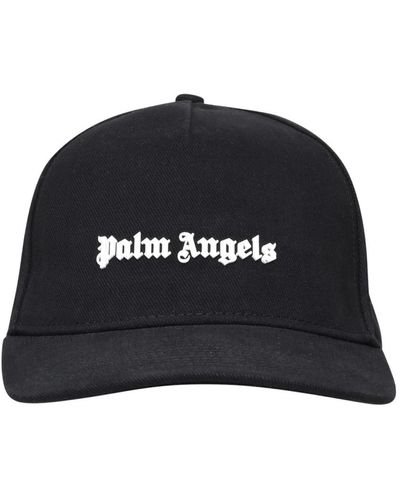 Palm Angels Cappellino nero in cotone con logo ricamato