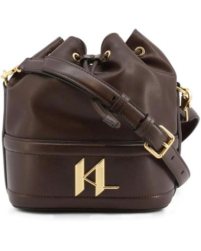 Karl Lagerfeld Borsa a tracolla in pelle con coulisse - Marrone