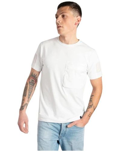 DUNO T-shirt in cotone traspirante con tasca frontale - Bianco