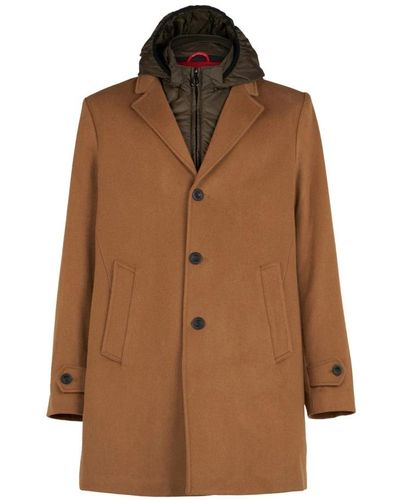 Paltò button-fastening single-breasted coat - Brown