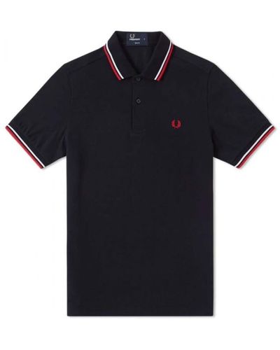 Fred Perry Slim fit twin tipped polo navy white red - Schwarz