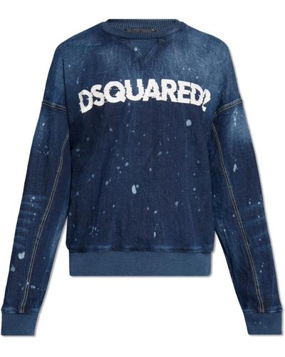 DSquared² Denim-sweatshirt mit logo - Blau
