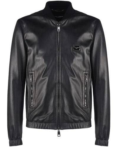 Dolce & Gabbana Jackets > leather jackets - Noir