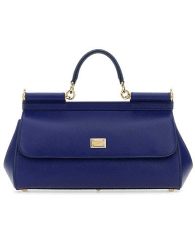Dolce & Gabbana Stilvolle blaue lederhandtasche