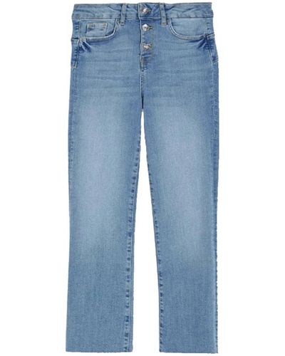 Liu Jo Stone bleached fringed hem cropped jeans - Azul
