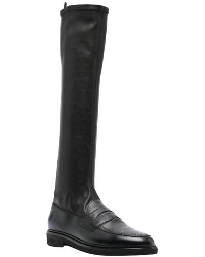 Thom Browne Botas altas de penny loafer elásticas - Negro