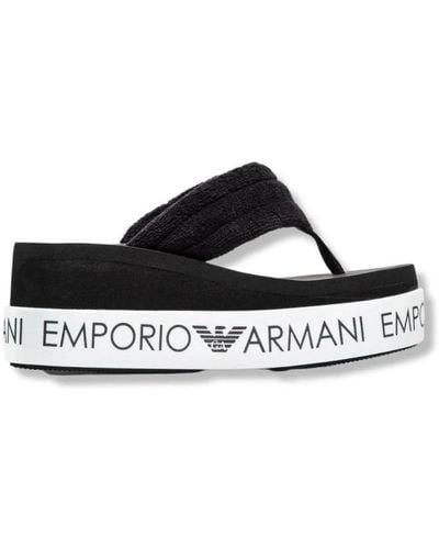 Emporio Armani Infradito a doppio strato con lettering a 360° - Nero