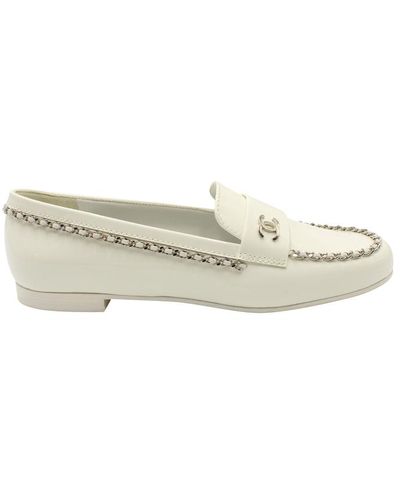 Chanel Logo chain loafers - Bianco