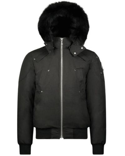 Moose Knuckles Winterjacke mit abnehmbarer kapuze und elastischem bund - Schwarz