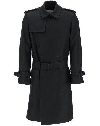 Burberry Double breasted silk blend trench coat - Nero