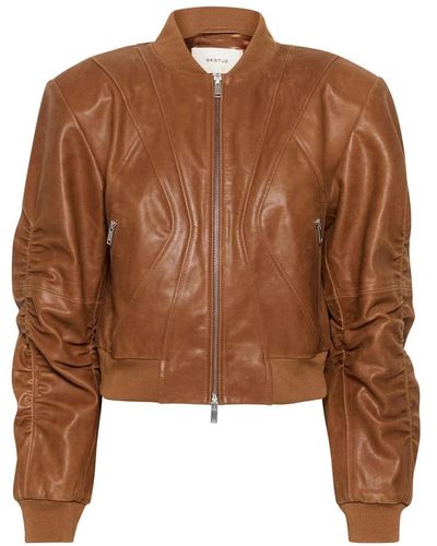 Gestuz Leather Jackets - Brown