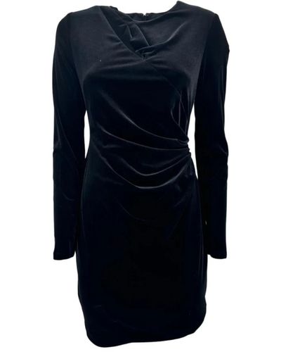 Ralph Lauren Vestido negro de terciopelo con abertura en el escote - Azul
