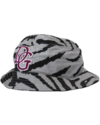 Dolce & Gabbana Cappello a secchiello zebra dg logo - Grigio