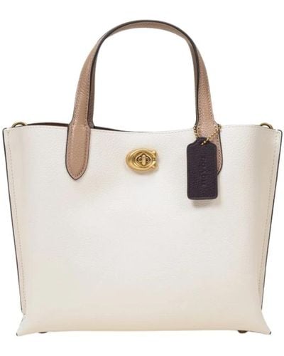 COACH Mini borsa a secchiello in pelle crema con cinghia rimovibile - Bianco