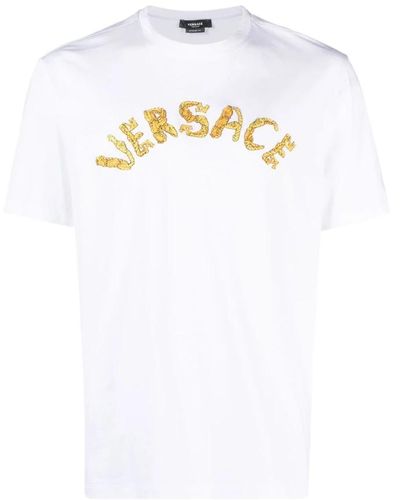 Versace Weißes seashell baroque logo t-shirt