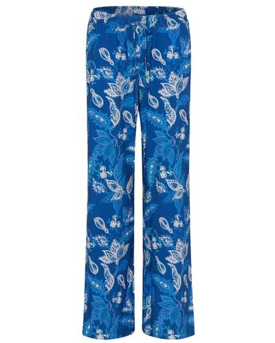 Brax Pantaloni palazzo a gamba larga floreali - Blu