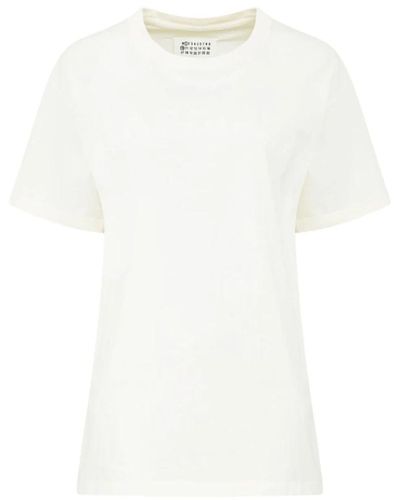 Maison Margiela Logo print baumwoll t-shirt elfenbein weiß