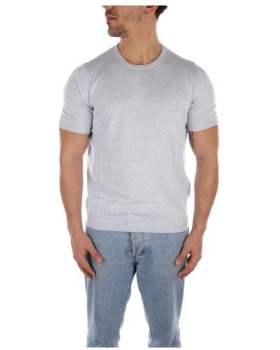 Tagliatore T-shirt in lino e cotone azzurro - Grigio