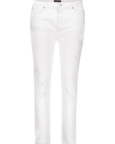Monari Zerstörte jeans mit strass - Weiß