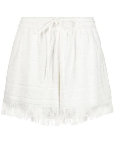 Zimmermann Weiße baumwollhandtuch-shorts mit palmenprint