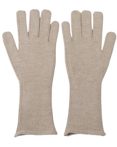 Dolce & Gabbana Ivory cashmere silk hands mitten handschuhe - Grau