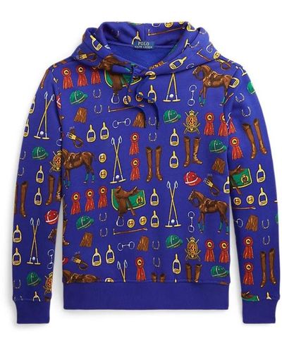Ralph Lauren Blaue hoodie mit polo-motiven