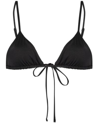 Frankie's Bikinis Beachwear nera con doppio strato e coppe a triangolo - Nero