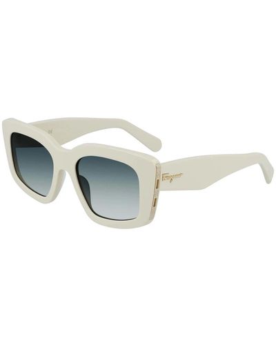 Ferragamo Ivory/blue shaded gafas de sol sf 1024s - Blanco