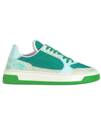 Pànchic Sneaker low p02 donna in mesh e suede graffiato verde smeraldo