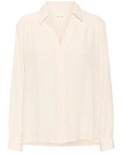 Part Two Einfache und elegante bluse mit langen ärmeln und v-ausschnitt - Weiß