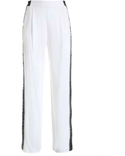 Karl Lagerfeld Pantaloni cady con nastro logo - Bianco