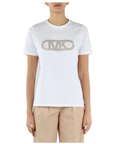 Michael Kors T-shirt in cotone organico con dettagli in metallo - Bianco