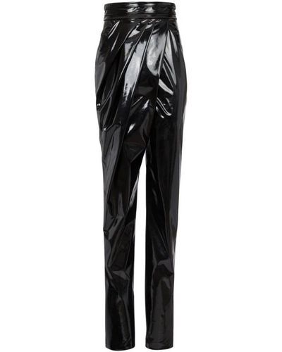 Balmain Pantalones de vinilo con estilo asimétrico - Negro
