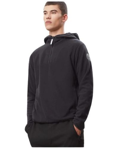 Napapijri Teal fleece hoodie mit weißem reißverschluss - Schwarz