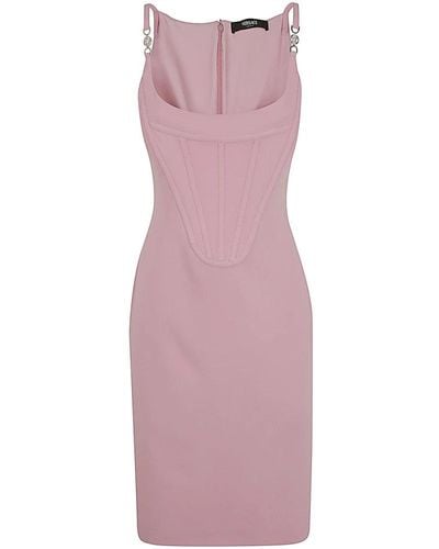 Versace Cocktail Dress Enver Satin Fabric - Pink