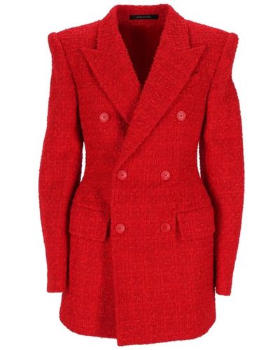 Balenciaga Tweed blazer jacke mit schalkragen - Rot