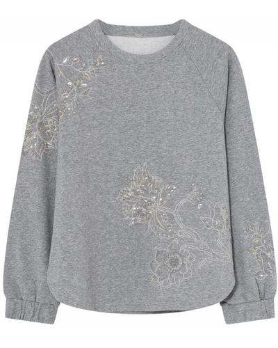 GUSTAV Bestickter sweatshirt mit perlen und pailletten - Grau