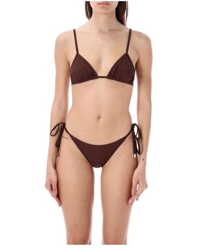 The Attico Bikini marrón oscuro de costillas trajes de baño