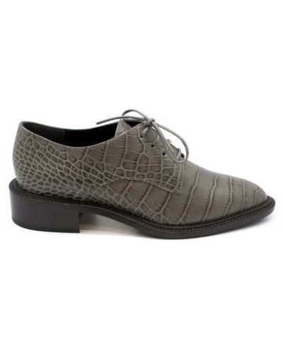 Walter Steiger Zapatos oxford de cuero gris estilo cocodrilo