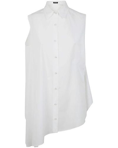 Ann Demeulemeester Camisa blanca asimétrica de algodón oversized - Blanco