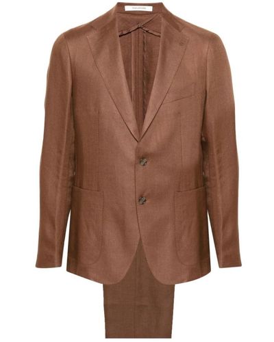 Tagliatore Single Breasted Suits - Brown